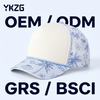 Nueva Gorra de Malla Tropical de 5 Paneles para Verano, con Logotipo Personalizado, Impresión por Sublimación, Gorra Trucker de Espuma, Estilo Playa, Cierre a Presión, Venta al Por Mayor