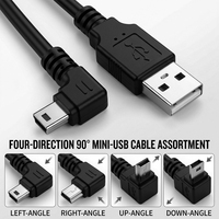 Cable USB a Mini B de 5 Pines en Ángulo Recto de 90 Grados (1m, 2m, 3m, 5m) para Carga y Datos de Cámara y GPS