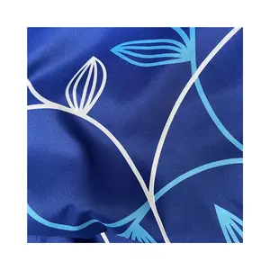 面料制造蓝色面料100% 聚酯分散印花面料床单床上用品套装床单