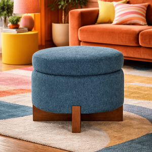 Puf Versátil Multiusos de Madera Maciza, Cojín de Suelo Ecológico y Suave, Reposapiés de Diseño Tradicional para Sala de Estar, Dormitorio, Escuela - Product Image 6