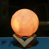 Veilleuse LED 3D créative moderne de style européen, 10 cm, blanc chaud, forme de lune, ABS, alimentation USB E26, intensité réglable, pour chambre romantique