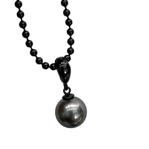 Accessoires en argent S925 pour la création de bijoux, support vide pour pendentif noir avec boucle, pour perles rondes de 10 à 13 mm, 31052 - Product Image 5