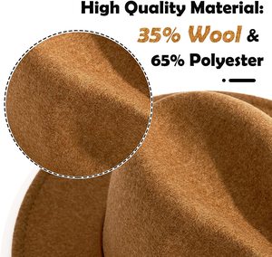 Fez beaver – chapeau classique en feutre de laine à large bord pour femme et homme, accessoire de cowboy, prix d'usine, vente en gros - Product Image 5