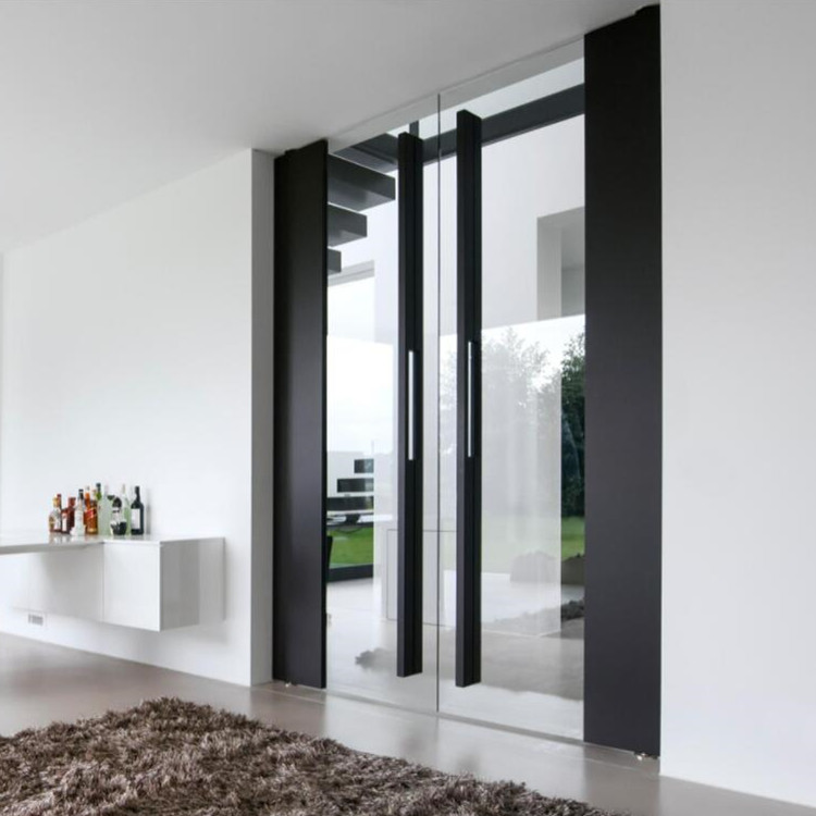 Solid indoor and outdoor floor-to-ceiling double glass doors with aluminum frames doors