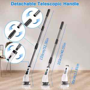 طقم فرش تنظيف كهربائية للمطبخ والحمام 6 9 فرشاة استبدال رأس فرشاة غسيل كهربائي لاسلكي بمقبض تمديد - Product Image 4