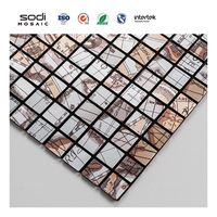 Autocollants muraux de papier peint auto-adhésif en PVC bleu violet carreaux de mosaïque imperméables à peler et à coller pour une utilisation dans la salle de bain et le salon