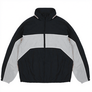 Custom Logo <b>Black</b> Color Block Hooded <b>Windbreaker</b> Jacket <b>Men</b> Waterproof Print Full-Zip Outdoor Winter - Product Image 1