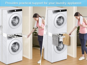 Kit d'empilage de linge 24 "-27" adapté à la laveuse-sécheuse de taille universelle avec deux étagères rétractables <span class=keywords><strong>pour</strong></span> suspendre les serviettes. - Product Image 6