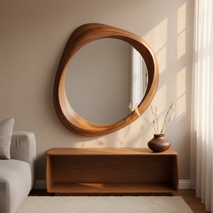 Modern <strong>Vintage</strong> Style Solid Wood Irregular Wall Mounted <strong>Mirror</strong> New Chinese Zen Home Living Room Decorative <strong>Full</strong> <strong>Length</strong> <strong>Mirror</strong> - Product Image 3