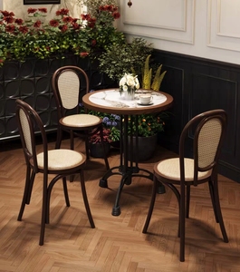 Modern Cafe Restaurant Coffee Shop Furniture Set High Quality PU Leather Wood Top Optional Colors <b>Tables</b> Chairs for Mall Use - Product Image 2