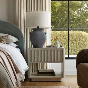 Table de chevet moderne blanche pour chambre à coucher avec tiroir en bois - Product Image 4