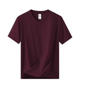 T-shirt basic estiva a maniche corte in misto cotone e modal da <span class=keywords><strong>uomo</strong></span> con logo personalizzato, unisex, casual, con <span class=keywords><strong>scollo</strong></span> a V, per <span class=keywords><strong>uomo</strong></span> e donna. - Product Image 4