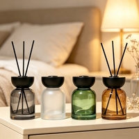 Bouteille diffuseur en verre coloré de 150 ml avec couvercle en bois, vide, pour diffuseur à bâtonnets, décoration parfumée pour la maison et l'hôtel