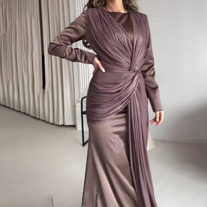 Abaya Y8 per Donne Mediorientali con Nastro Plissettato e Maniche Lunghe Scintillanti, Abito da Sera Turco Fatto a Mano alla Moda - Product Image 6