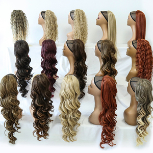 Julianna Wholesale Water Body Wave Loose Curly Hairpiece Smooth Ombre Blonde Synthetic Drawstring Ponytail Hair <strong>Extensions</strong> - Product Image 1