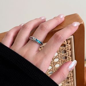 Silver Ruitai Lively Water Antique Glass Wave Hemisphere <b>Ring</b> S925 Vintage Thai Silver Unisex Everyday Wear - Product Image 4
