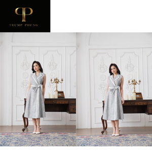 Robe évasée élégante en ligne A avec coupe moulante pour les femmes Design élégant Tissu naturel absorbant la sueur Manteaux en duvet en coton pour femmes - Product Image 4