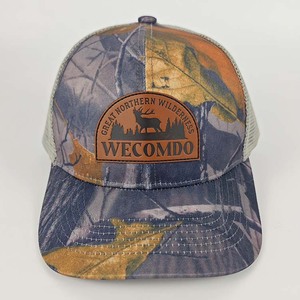 <span class=keywords><strong>Gorra</strong></span> Trucker de Camuflaje Forestal al por Mayor con Logotipo de Parche de Cuero Personalizado para Caza de Ciervos, <span class=keywords><strong>Gorra</strong></span> Ajustable con Malla Trasera - Product Image 2