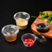 Tasse à sauce jetable de qualité alimentaire de 1.5oz/45ml avec couvercle intégré-Récipients ronds épaissis pour plats à emporter, boulettes, wasabi