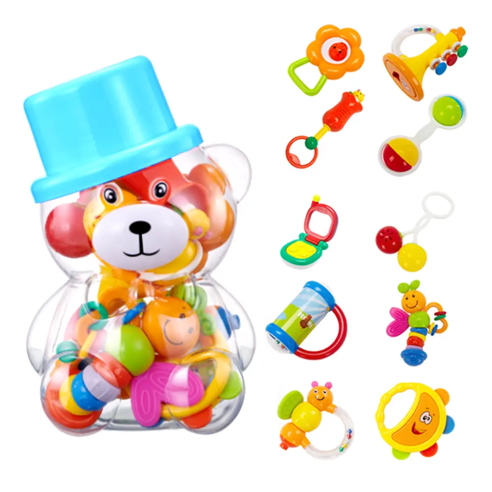 funny cute shaking hand bells set infant toy teething rattles for baby