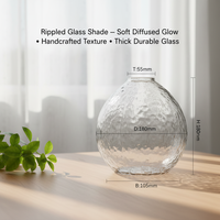 Abat-jour en verre transparent texturé pour lampe suspendue, facile à installer, remplacement d'abat-jour