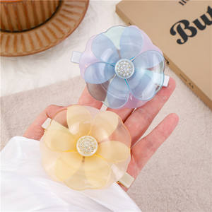 Barrette à cheveux en acétate de camélia bleu et jaune style <span class=keywords><strong>Alexandre</strong></span> français, pince à ressort, pour femme, au tempérament délicat - Product Image 3