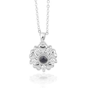 Bijoux fantaisie, collier en argent 925 avec zircon, projection photo « Je t'aime » en 100 langues, fiançailles, mariage, fête, écologique - Product Image 6