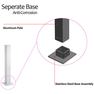 L2 Socle universel Pilier de poteau sur pied 59 ''4FT Base en acier inoxydable Poteau en aluminium Chargeur EV Socle Daul EVSE - Product Image 3