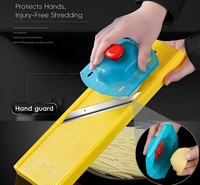 2-in-1 Handmatige PP Groentehakker Mandoline Snijder Roestvrijstalen Messen Vaatwasmachinebestendig 2,5 mm Julienne Gepatenteerde Handbeschermer