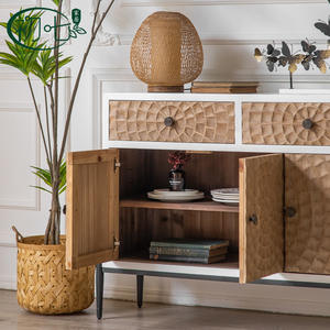 Tea <b>Cabinet</b> 126x38x90cm Entryway <b>Storage</b> <b>Cabinet</b> With Wooden Doors And <b>Metal</b> Legs For Villa Or Hotel Lobby - Product Image 5