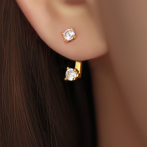 Wholesale Factory Direct Detachable Double Use Fashion Jewelry Women 18K Gold Plated Single Round Cz Zirconia <b>Stud</b> <b>Earring</b> - Product Image 2