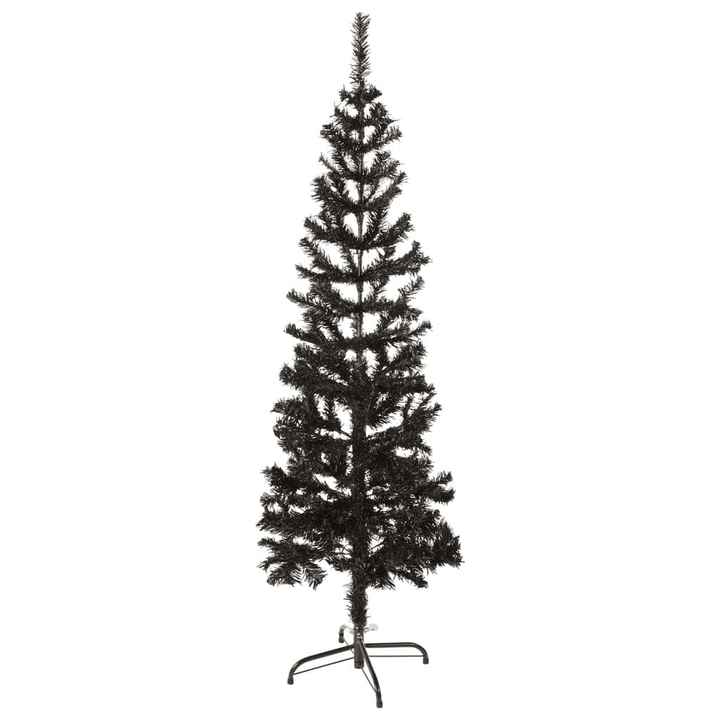 W2B VidaXL High Quality Black PVC Steel Slim Adjustable Armrests Standing Artificial Christmas Tree for Home Outdoor Decorations