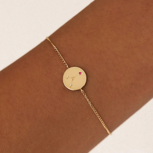 Pulsera Ajustable CANNER de Plata de Ley S925 Chapada en Oro de 18k con Doce Constelaciones, Doce Meses y Circonitas 5A en Forma de Disco Pequeño - Product Image 5