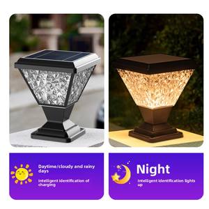 Lampada a Colonna Solare Impermeabile IP65 con Telecomando per Esterni, Giardino, Villa, Cancello, Muro, <span class=keywords><strong>Balcone</strong></span>, Stile Pastorale - Product Image 3