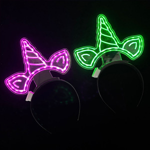 Bandeau <span class=keywords><strong>licorne</strong></span> lumineux à LED en plastique imperméable à l'eau Fournitures de fête Enfants Adultes Décoration de vacances Flash Accessoires de couvre-chef - Product Image 1