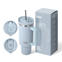 Nouveau design – Gobelet isotherme en acier inoxydable de 40 oz, sans BPA, avec poignée, isolation thermique 12-24 heures, écologique pour les voyages et les animaux de compagnie
