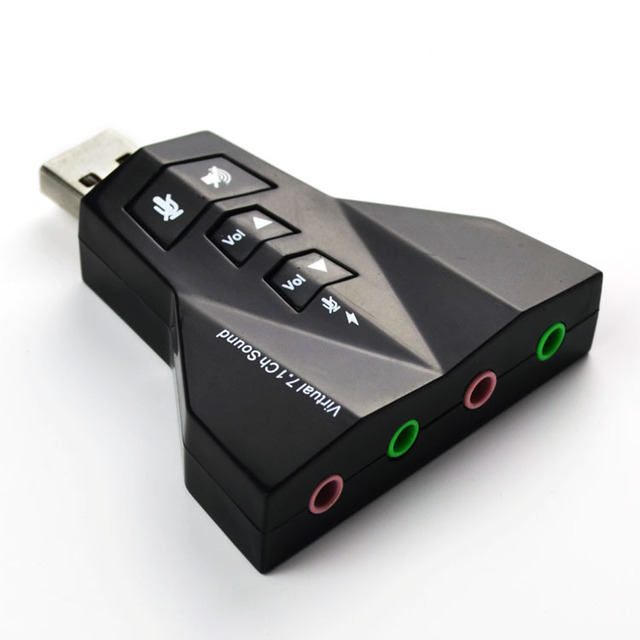 USB7.1 Aircraft Sound card Drive free computer external K-singing card Dual headphone dual microphone button 3D sound card