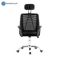 Chaise de bureau ergonomique en maille contemporaine de qualité supérieure, soutien lombaire, appui-tête réglable, dossier croisé, accoudoirs fixes