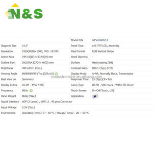 G156HAB02.4 Módulo LCD de 15.6 Pulgadas de Alto Brillo para Uso Industrial en Exteriores, Original en Stock - Product Image 2