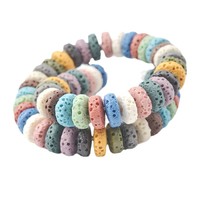 Perles de pierre de lave colorées pour la fabrication de bijoux, perles de pierre de lave polies lisses, perles d'espacement en forme d'abaque, pierres précieuses pour bracelet, collier, bricolage