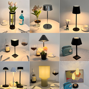 Luces de noche de mesa recargables de estilo clásico, Mini lámpara de mesa con atenuador táctil de pantalla de tela inalámbrica dorada, lámpara de hongo - Product Image 4