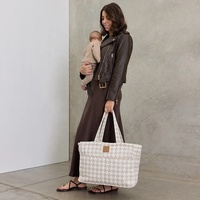 Individuell bedrucktes Logo Deluxe Damen Baby Mama Reisetaschen Tragbare 9-Taschen-Windel-Einkaufstasche mit Kinderwagen riemen