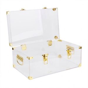 Industry Golden Supplier Eco-Friendly Rectangle Injection-Molded <b>Clear</b> Acrylic Trunk <b>Box</b> Storage Gold Metal Accessories Decor - Product Image 5