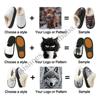 Claquettes en coton personnalisées avec logo, claquettes à semelle intérieure en peluche personnalisée pour hommes, claquettes à motifs imprimés pour hommes