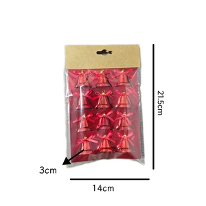 Eden - 12 Adornos Navideños Redondos de Plástico Hechos a Mano con Estampado de 1 Color, Campanas de Navidad, Lazos - Dorado/Plateado/Rojo, Decoración Colgante para Árbol de Navidad - Product Image 2