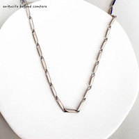 Collier en acier inoxydable unisexe, chaîne en titane, chaîne à maillons faite à la main, chaîne en barre, pendentif en forme de grain de maïs, accessoires de bijoux, vente en gros