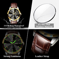 Montre pour homme Poedagar 810, bracelet en cuir de luxe, montre à quartz, date, semaine, montre en moissanite, étanche, lumineuse, montre décontractée pour homme