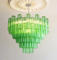 Lámpara de Techo Moderna de Cristal de Murano, Lámpara Colgante de Lujo para Vestíbulo de Estilo Americano, Lámpara Decorativa para Vestíbulo, Lámpara de Araña Grande y Larga para Escalera