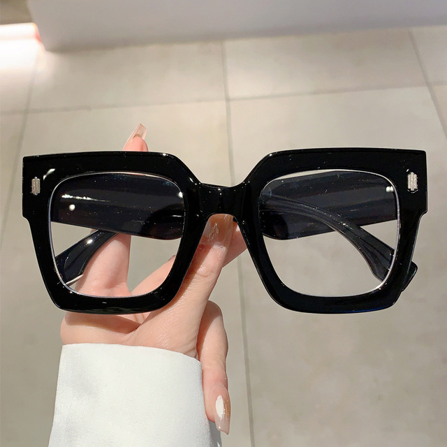 New Anti-blue Light Square Rice Nail Gaming Lightweight PC Material Punk Style Unisex Large Frame Luxury Designer Glasses