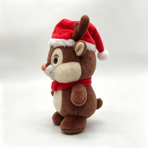 Reno Rudolph de peluche personalizado, adorable reno marrón con gorro de Papá Noel, reno festivo, juguete de peluche de reno navideño - Product Image 5